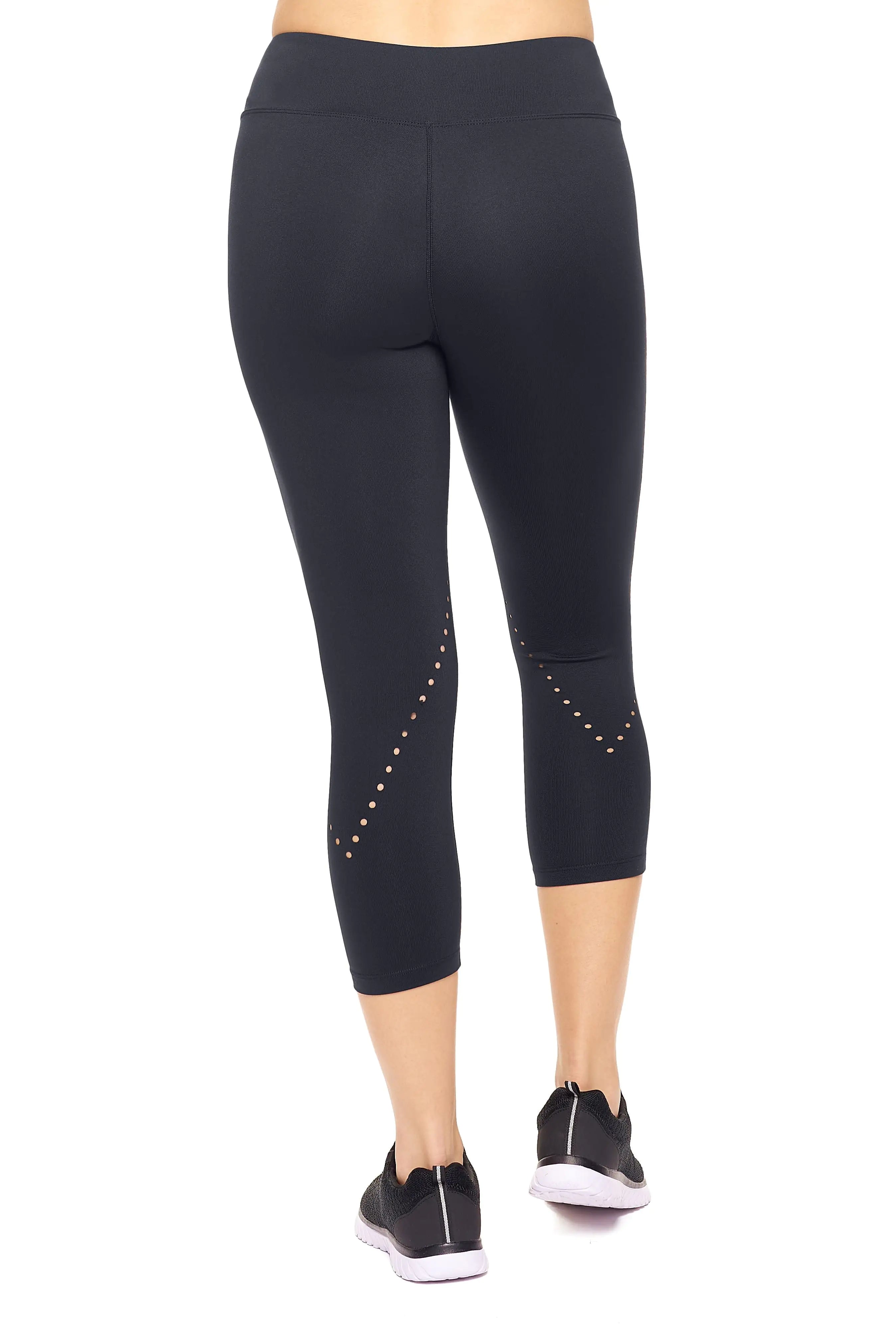 Women's Mid-Rise Diamond Laser Cut Capri Leggings